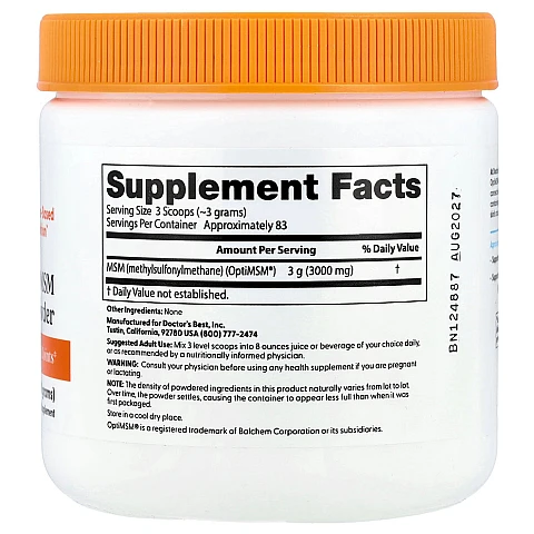 אבקת MSM עם OptiMSM טבעי 250 גרם - מבית Doctor's best אבקת MSM עם OptiMSM טבעי 250 גרם - מבית Doctor's best