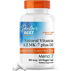 ויטמין D3 + K2 + MK-7 תכולה 60 כמוסות - מבית Doctor's best