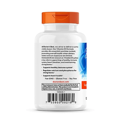 ויטמין IU 5000 D3 יחב"ל - 180 כמוסות מבית Doctor's best