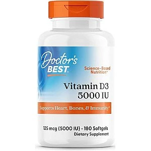 ויטמין IU 5000 D3 יחב"ל - 180 כמוסות מבית Doctor's best