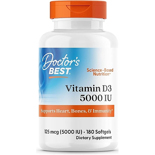 ויטמין IU 5000 D3 יחב"ל - 180 כמוסות מבית Doctor's best