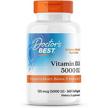 ויטמין די IU 5000 D3 יחב"ל - 360 כמוסות רכות - מבית Doctor's best