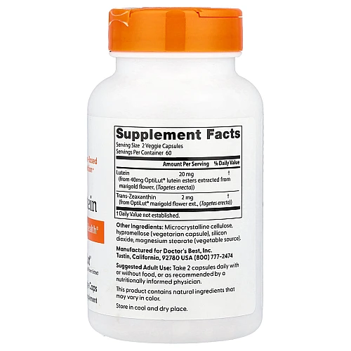 לוטאין 10 מ"ג עם זיאקסנתן - 120 כמוסות מבית Doctor's best