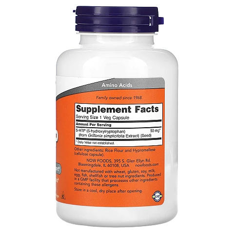 5-HTP במינון 50 מ"ג 180 כמוסות - מבית NOW FOODS 5-HTP במינון 50 מ"ג 180 כמוסות - מבית NOW FOODS