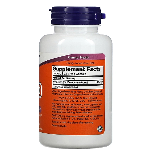 Keto-7 DHEA דיהה 7-קטו 100 מ"ג 120 כמוסות - מבית NOW FOODS