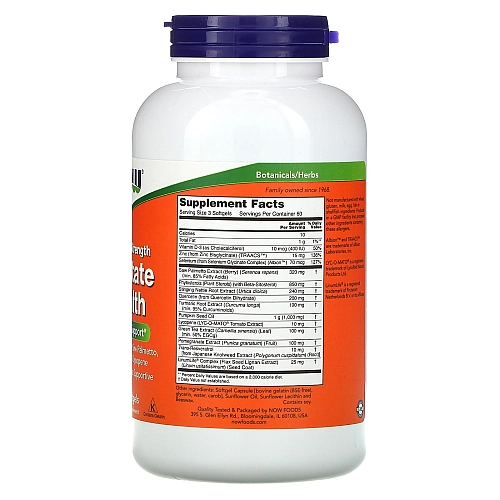 פרוסטטה בחוזק קליני לבריאות בלוטת הערמונית 180 כמוסות - מבית NOW FOODS