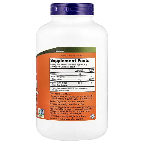 אינולין אורגני אבקת פרה-ביוטיקה 454 גרם - מבית NOW FOODS אינולין אורגני אבקת פרה-ביוטיקה 454 גרם - מבית NOW FOODS