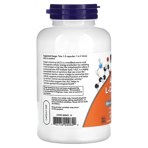 אצטיל ל-קרניטין 500 מ"ג - 200 כמוסות - מבית NOW FOODS