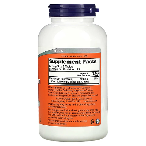 מגנזיום ציטראט 200 מ"ג - 250 טבליות - מבית NOW FOODS מגנזיום ציטראט 200 מ"ג - 250 טבליות - מבית NOW FOODS