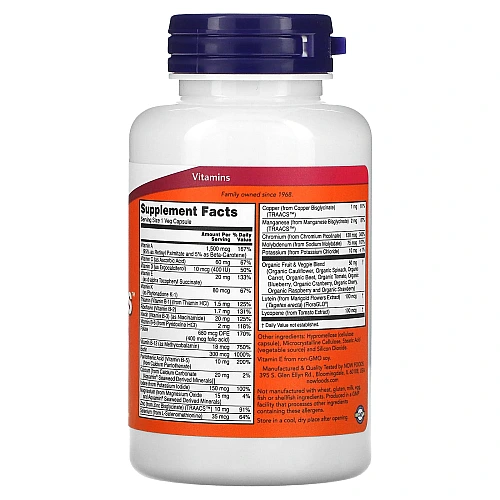 מולטי ויטמינים מינרלים Daily Vits דיילי ויטס 120 כמוסות - מבית NOW FOODS