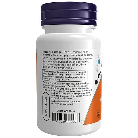 5-HTP במינון 50 מ"ג - 30 כמוסות - מבית NOW FOODS 5-HTP במינון 50 מ"ג - 30 כמוסות - מבית NOW FOODS