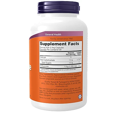 D מנוז 500 מ"ג 240 כמוסות צמחי - מבית NOW FOODS