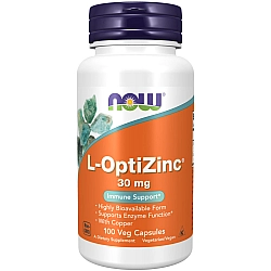 L-OptiZinc אבץ 30 מ"ג 100 כמוסות - מבית NOW FOODS