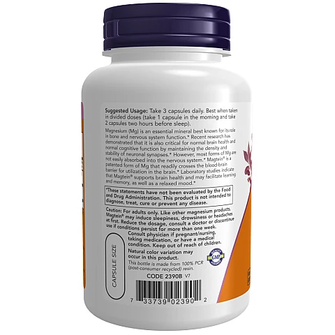 Magtein מגנזיום ל-תראונט 2,000 מ"ג - 90 כמוסות - מבית NOW FOODS Magtein מגנזיום ל-תראונט 2,000 מ"ג - 90 כמוסות - מבית NOW FOODS