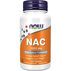NAC נ-אצטיל-ציסטאין 1000 מ"ג - 60 טבליות - מבית NOW FOODS