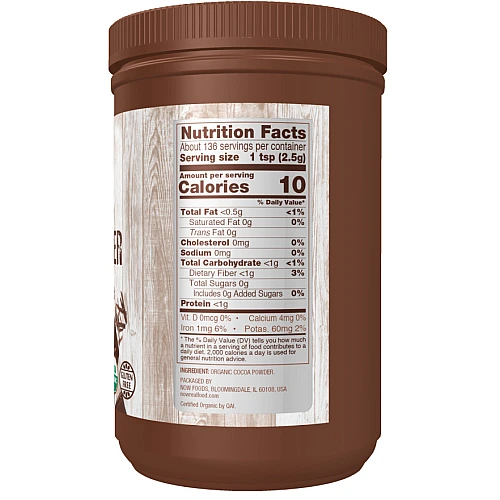 Real Food אבקת קקאו אורגנית - 340 גרם - מבית NOW FOODS