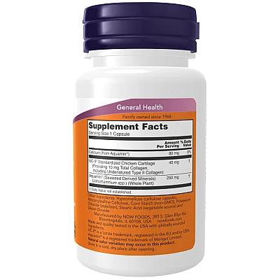 UC-II בריאות המפרקים קולגן סוג II ללא דנטורציה 120 כמוסות - מבית NOW FOODS