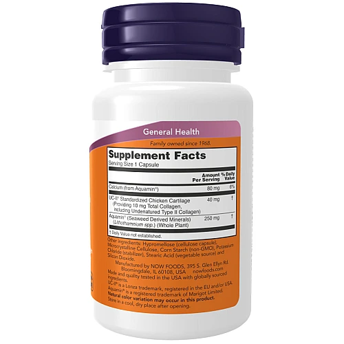 UC-II בריאות המפרקים קולגן סוג II ללא דנטורציה 60 כמוסות - מבית NOW FOODS