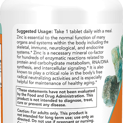 אבץ 50 מ"ג 100 טבליות - מבית NOW FOODS