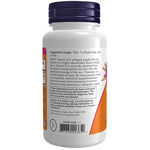 ויטמין D3 מכילה 1000 יחב"ל תכולה 180 כמוסות - מבית NOW FOODS ויטמין D3 מכילה 1000 יחב"ל תכולה 180 כמוסות - מבית NOW FOODS