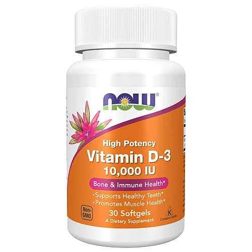 ויטמין D3 מכילה 10000 יחב"ל 30 כמוסות - מבית NOW FOODS