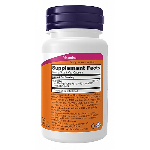 ויטמין (K2 (MK-7 קיי 2 100 מ"ג 60 כמוסות - מבית NOW FOODS