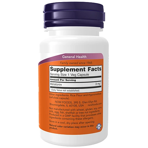 מלטונין 3 מ"ג - 60 כמוסות - מבית NOW FOODS