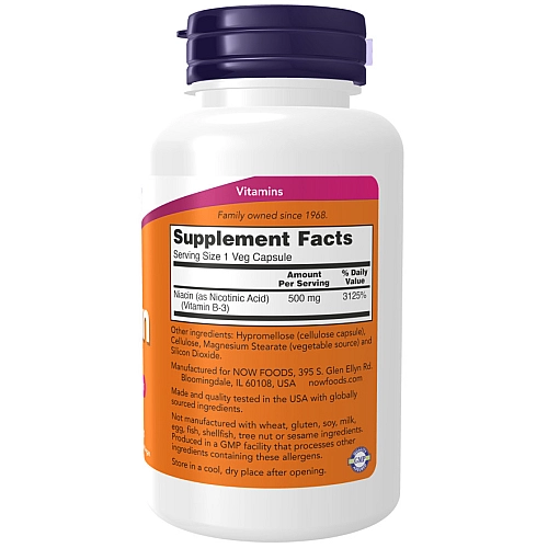 ניאצין 500 מ"ג 100 כמוסות - מבית NOW FOODS