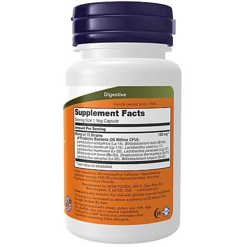 פרוביוטיק 10 - 25 ביליון 50 כמוסות - מבית NOW FOODS