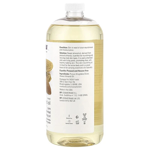 שמן שקדים מתוקים טהור 946 מ”ל - מבית NOW FOODS