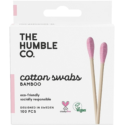 מקלוני צמר גפן ורוד מבוק אקולוגי 100 יחידות - The Humble Co