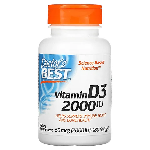 ויטמין IU 2000 D3 יחב"ל - 180 כמוסות מבית Doctor's best ויטמין IU 2000 D3 יחב"ל - 180 כמוסות מבית Doctor's best