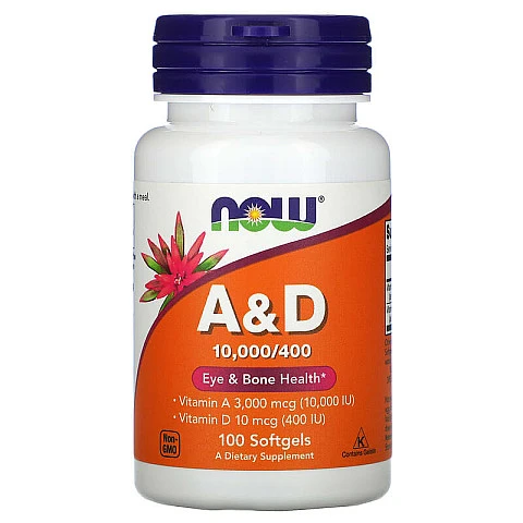 ויטמין A+D תכולה 100 כמוסות - מבית NOW FOODS