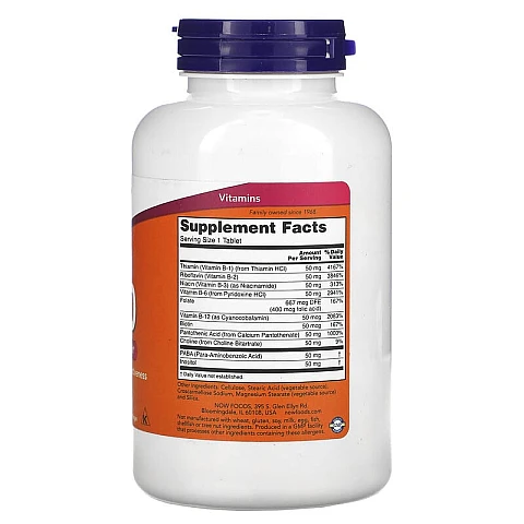 קומפלקס ויטמין B-50 תכולה 250 טבליות - מבית NOW FOODS קומפלקס ויטמין B-50 תכולה 250 טבליות - מבית NOW FOODS