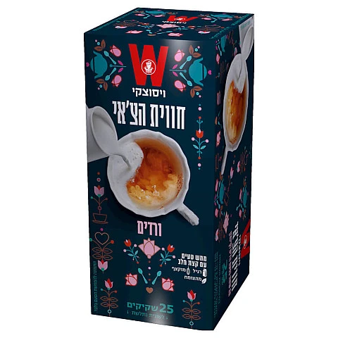תה שחור בטעם ורדים וקינמון חווית הצ'אי ויסוצקי 25 שקיקים תה שחור בטעם ורדים וקינמון חווית הצ'אי ויסוצקי 25 שקיקים