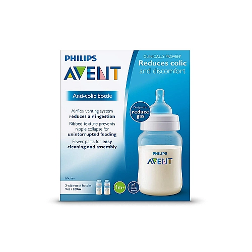 אוונט בקבוק לתינוק ללא טבעת 260 מ"ל ליחידה (1 חודש+) 2 יחידות - מבית Philips Avent