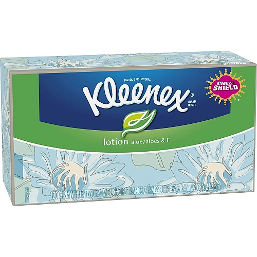 קלינקס ממחטות טישו לושן מגבוני אף המכילים קרם לחות ,ויטמין E ואלוורה - 120 יחידות