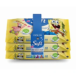 סנו סופט בוב ספוג מגבוני טואלט לחים  - 144 מגבונים