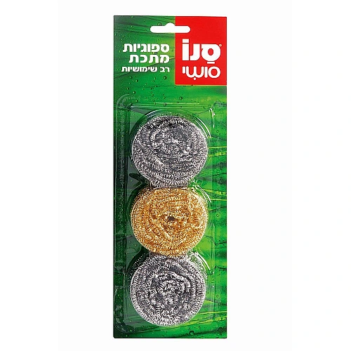סנו סושי ספוגיות מתכת לקרצוף 3 יחידות
