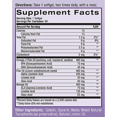 אומגה 3-6-9 קומפלקס 1200 מ"ג בטעם לימון טבעי 90 כמוסות - מבית NATROL