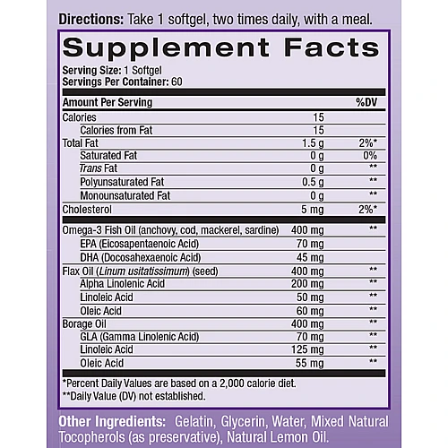 אומגה 3-6-9 קומפלקס 1200 מ"ג בטעם לימון טבעי 90 כמוסות - מבית NATROL