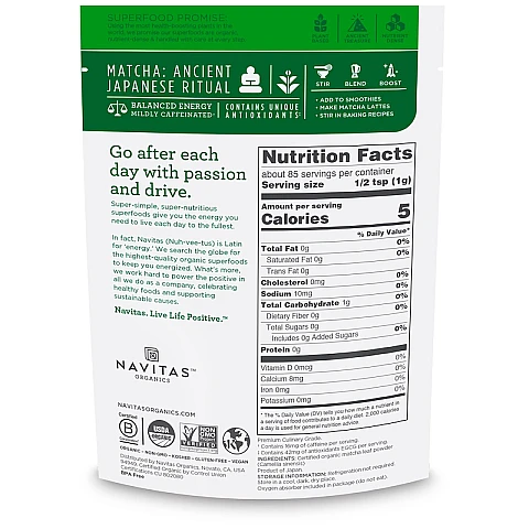 אבקת מאצ׳ה אורגני 85 גרם - מבית Navitas Organics