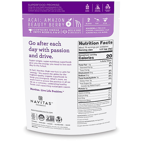 פירות אסאי אורגני 227 גרם - מבית Navitas Organics