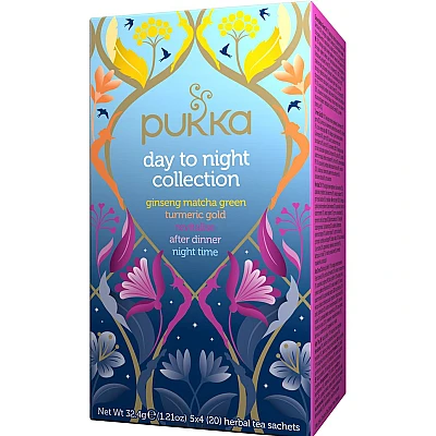 פוקה אוסף טעמים של תה אורגני מבוקר ועד לילה 20 שקיות תה צמחים - מבית Pukka Herbs