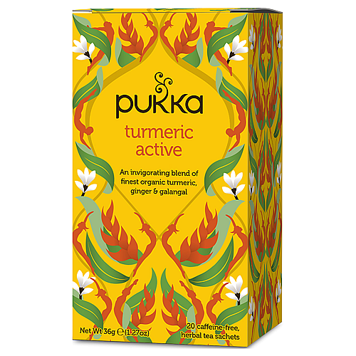 פוקה תה כורכום אורגני פעיל ללא קפאין 20 שקיות תה צמחים - מבית Pukka Herbs