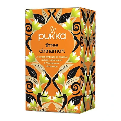 פוקה תה שלושה סוגים קינמון ללא קפאין 20 שקיות תה צמחים - מבית Pukka Herbs
