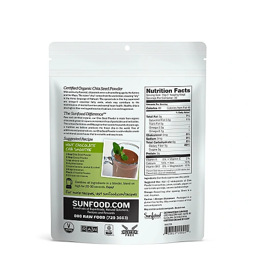 אבקת זרעי צ`יה אורגניים 454 גרם - מבית Sunfood