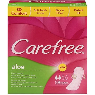 קרפרי מגני תחתון אווריריים מכיל אלו-ורה טבעי - 58 יחידות - מבית Carefree