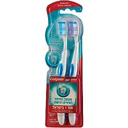 קולגייט 360 סנסיטיב מברשות לשיניים רגישות 2 יחידות - מבית Colgate