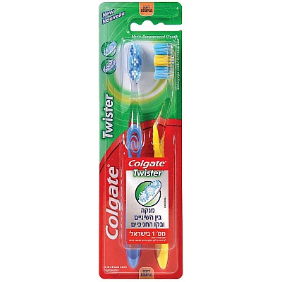 קולגייט טוויסטר מברשות שיניים עם סיבים רכים 2 יחידות - מבית Colgate